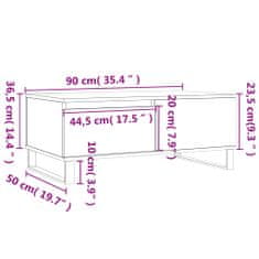 Vidaxl Klubska mizica bela 90x50x36,5 cm inženirski les