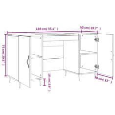 Vidaxl Pisalna miza bela 140x50x75 cm inženirski les