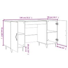 Vidaxl Pisalna miza betonsko siva 140x50x75 cm inženirski les