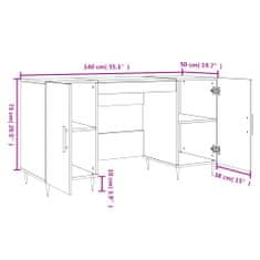 Vidaxl Pisalna miza siva sonoma 140x50x75 cm inženirski les