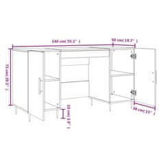 Vidaxl Pisalna miza bela 140x50x75 cm inženirski les