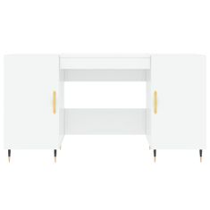 Vidaxl Pisalna miza visok sijaj bela 140x50x75 cm inženirski les