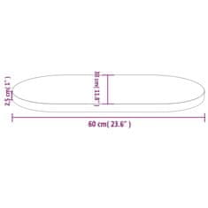 Vidaxl Mizna plošča 60x30x2,5 cm trdna borovina ovalna