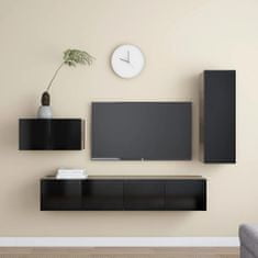 Vidaxl Komplet TV omaric 4-delni črna inženirski les