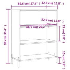 Vidaxl Omarica s policami visok sijaj bela 69,5x32,5x90 cm inž. les