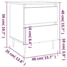 Vidaxl Nočna omarica 2 kosa dimljen hrast 40x35x50 cm inženirski les