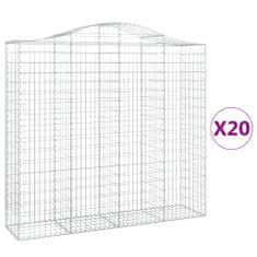 Vidaxl Obokane gabion košare 20kosa 200x50x180/200 cm pocinkano železo