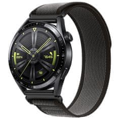 BStrap Velcro Nylon pašček za Huawei Watch 3 / 3 Pro, black gray