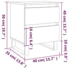 Vidaxl Nočna omarica 2 kosa dimljen hrast 40x35x50 cm inženirski les