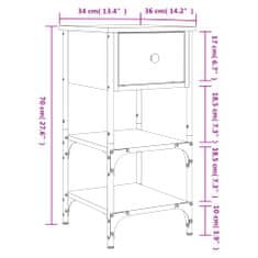 Vidaxl Nočna omarica 2 kosa dimljeni hrast 34x36x70 cm inženirski les