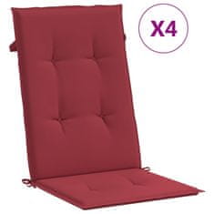 Vidaxl Blazine za vrtne stole 4 kosi vinsko rdeče 120x50x3 cm blago