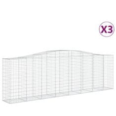 Vidaxl Obokane gabion košare 3 kosi 400x50x120/140 cm pocinkano železo