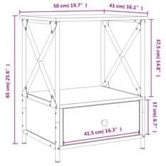 Vidaxl Nočna mizica 2 kosa rjavi hrast 50x41x65 cm inženirski les