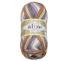 Alize Preja DIVA BATIK - 100 g / 350 m - bela, bež, vijolična