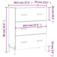 Vidaxl Komoda rjavi hrast 69,5x34x90 cm inženirski les