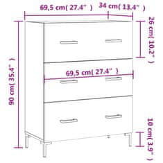 Vidaxl Komoda betonsko siva 69,5x34x90 cm inženirski les