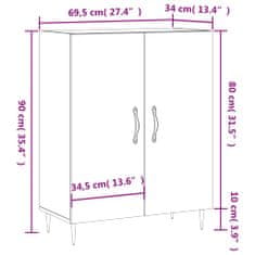 Vidaxl Komoda visok sijaj bela 69,5x34x90 cm inženirski les