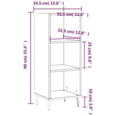 Vidaxl Komoda dimljeni hrast 34,5x32,5x90 cm inženirski les