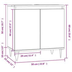 Vidaxl Kopalniška omarica dimljeni hrast 58x33x60 cm inženirski les