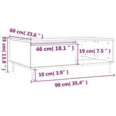 Vidaxl Klubska mizica betonsko siva 90x60x35 cm inženirski les