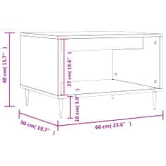 Vidaxl Klubska mizica siva sonoma 60x50x40 cm inženirski les