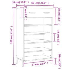 Vidaxl Omarica za čevlje siva sonoma 60x35x105 cm inženirski les