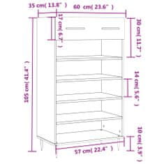 Vidaxl Omarica za čevlje betonsko siva 60x35x105 cm inženirski les