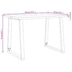 Vidaxl Jedilna miza z naravnim robom 110x70x75 cm trden akacijev les