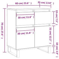 Vidaxl Komoda visok sijaj bela 60x35x70 cm inženirski les