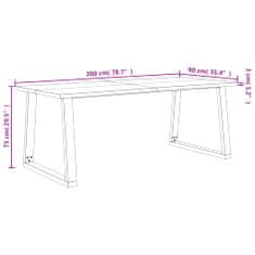 Vidaxl Jedilna miza z naravnim robom 200x90x75 cm trden akacijev les