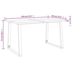 Vidaxl Jedilna miza z naravnim robom 140x80x75 cm trden akacijev les