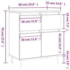 Vidaxl Komoda bela 60x35x70 cm inženirski les