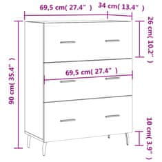 Vidaxl Komoda bela 69,5x34x90 cm inženirski les