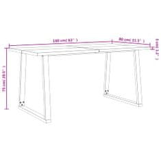 Vidaxl Jedilna miza z naravnim robom 160x80x75 cm trden akacijev les