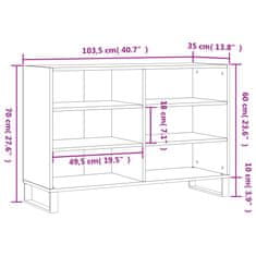 Vidaxl Komoda črna 103,5x35x70 cm inženirski les