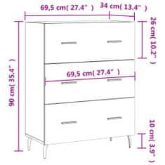 Vidaxl Komoda dimljeni hrast 69,5x34x90 cm inženirski les