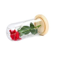 Luniks Rdeča vrtnica v stekleni kupoli z LED lučkami