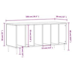 Vidaxl Omarica za gramofonske plošče betonsko siva 100x38x48 cm les