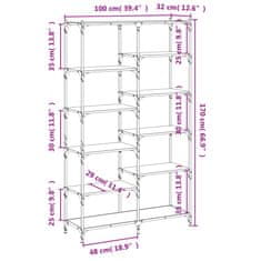 Vidaxl Knjižna polica črna 100x32x170 cm inženirski les in železo