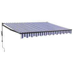 Vidaxl Zložljiva tenda modra in bela 3,5x2,5 m blago in aluminij