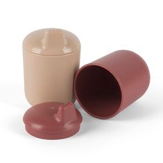 Drobne bio skodelice s pokrovom Nude/Red 2 kosa 0m+