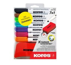 Kores K-MARKER SET 6+1 kos brezplačno - komplet markerjev za bele table in flipchart z okroglo konico