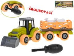 Traktor 28 cm Vijak s prosto vožnjo z vleko in ovcami 2 kosa