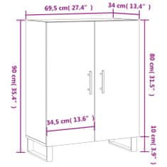 Vidaxl Komoda siva sonoma 69,5x34x90 cm inženirski les