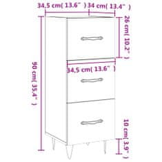 Vidaxl Komoda sonoma hrast 34,5x34x90 cm inženirski les