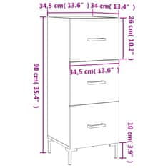 Vidaxl Komoda rjavi hrast 34,5x34x90 cm inženirski les