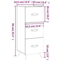 Vidaxl Komoda siva sonoma 34,5x34x90 cm inženirski les