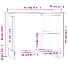 Vidaxl Kopalniška omarica dimljeni hrast 65x33x60 cm inženirski les