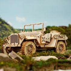 Robotime Vojaško odprto vozilo jeep, scale model 1:18, Lesena 3D sestavljanka, (MC701)