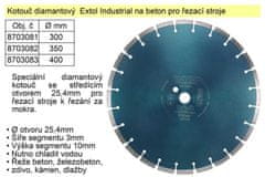 Extol Industrial Extol Industrial diamantno rezilo za beton 350 mm segment za rezalne stroje